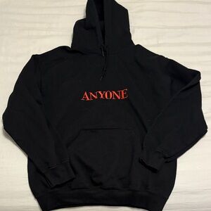 Justin Bieber Anyone Black Hoodie with Red Text